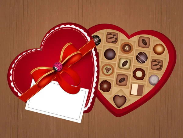 作为情人节礼物的巧克力插图 — 图库照片