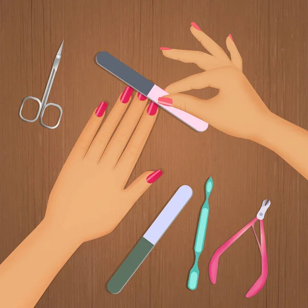 illustration of manicure nails treatment