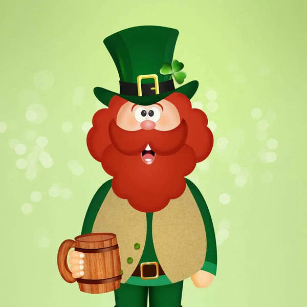 Ilustración San Patricio Con Barba Cerveza —  Fotos de Stock