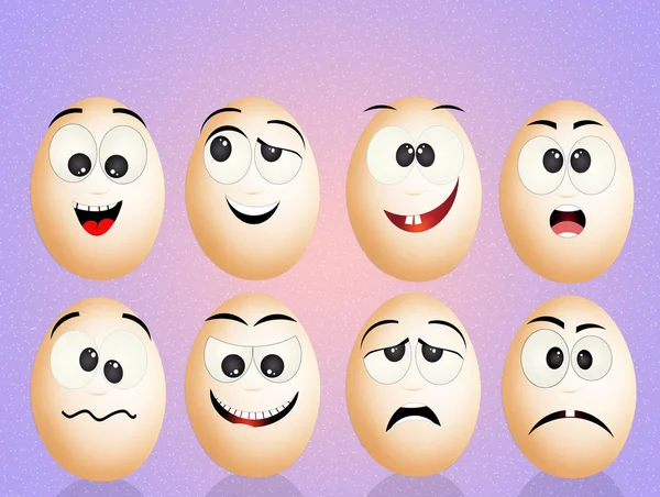 Illustration Easter Eggs Funny Faces — Stock Photo, Image