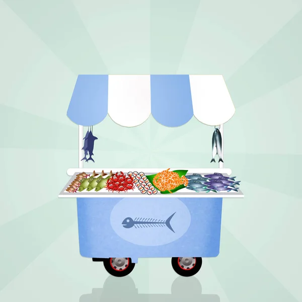 Illustration Fish Food Cart — Stock Photo, Image