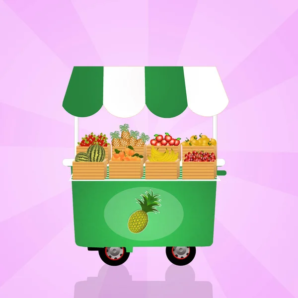 Illustration Fruit Cart — Stock Photo, Image