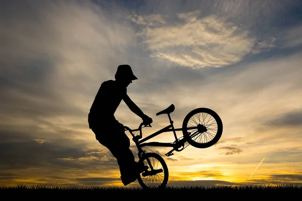illustration of bike trial at sunset