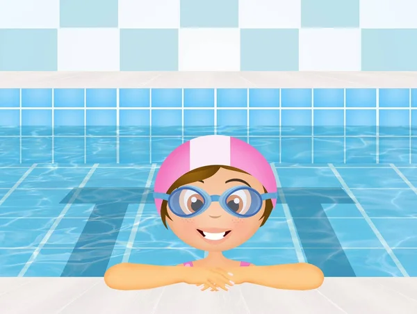 Ilustrace Lekcí Plavání Pro Děti — Stock fotografie