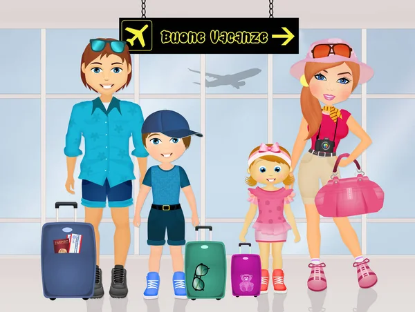 Illustrazione Buone Vacanze Famiglia — Foto Stock