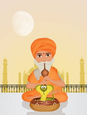 Yılan oynatan kimse ve Kobra çizimi