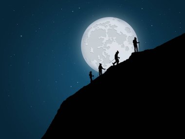 gece dağcılık çizimi