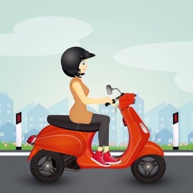 Kız scooter üzerinde gösterimi