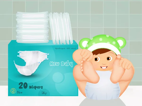 Illustration Baby Diapers — Stock Photo, Image