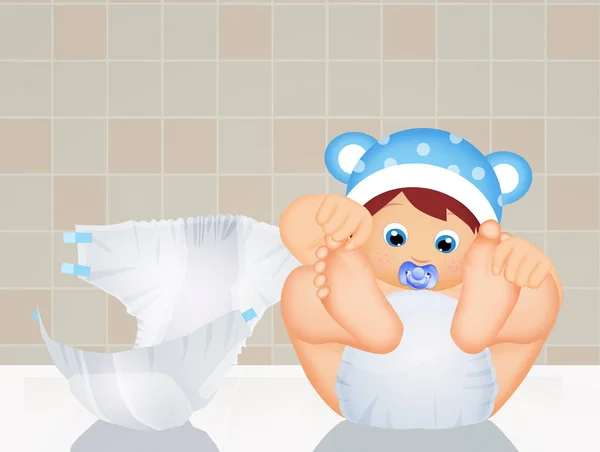 Illustration Change Baby Diaper — Stock Photo, Image