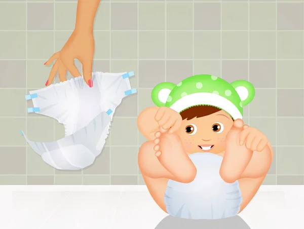 Change Baby Diaper — Stock Photo, Image