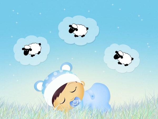 baby counting sheps in the night
