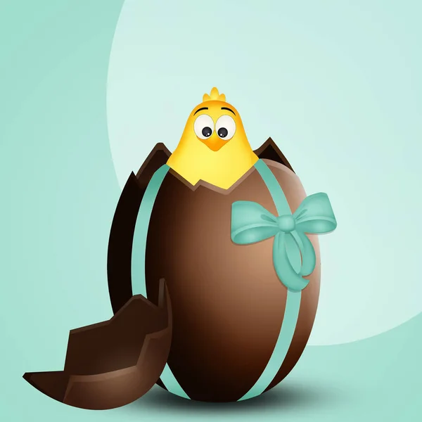Цыпленок Шоколадном Яйце — стоковое фото