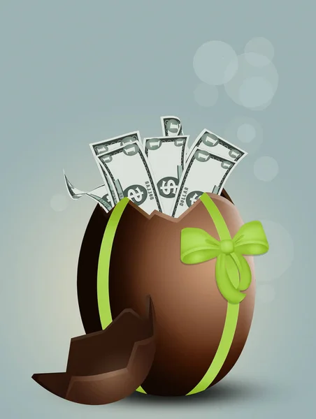 illustration of money in the easter egg