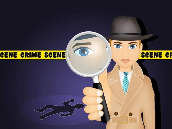 Ilustração Detetive Cena Crime — Fotografia de Stock