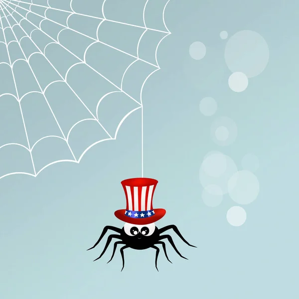 日的美国帽子的蜘蛛 — 图库照片