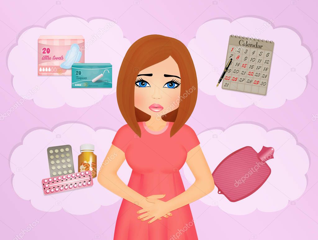 illustration of girl with menstruation