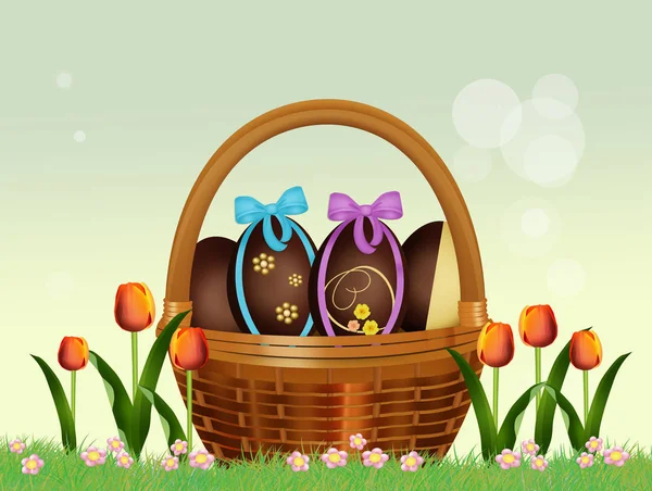 Illustratie Van Easter Egg Mand — Stockfoto