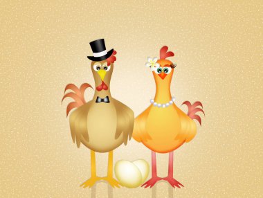 horoz ve tavuk çizimi