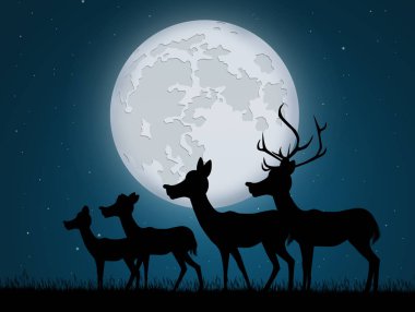 ay ışığında Ren geyiği