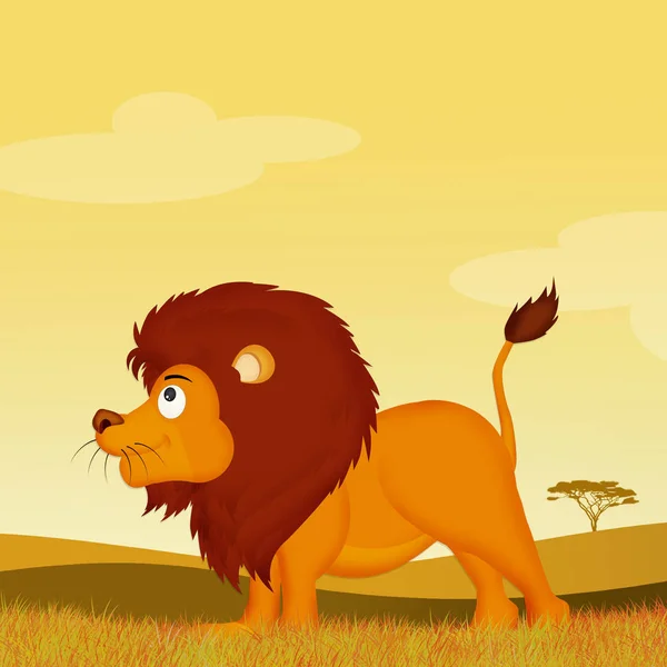 Illustration Lion Dans Jungle — Photo