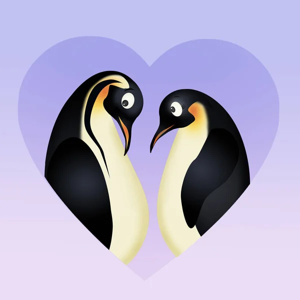 Illustration Pingviner Kärlek — Stockfoto
