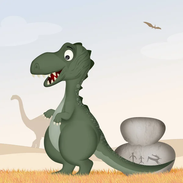 Illustrazione Dinosauro Divertente — Foto Stock