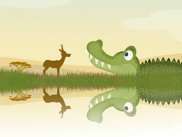 Illustration Alligator River — Stockfoto