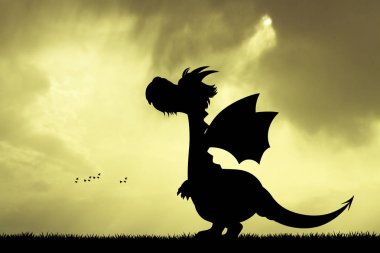gün batımında ejderha siluet