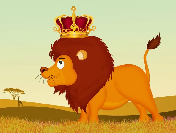 Illustration Lion Med Krona — Stockfoto