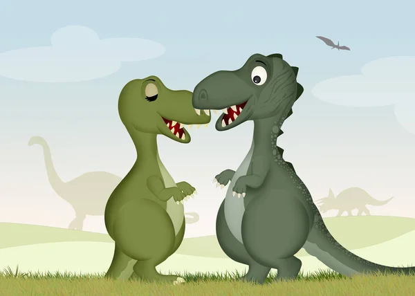 Ilustrace Páru Dinosaurů — Stock fotografie