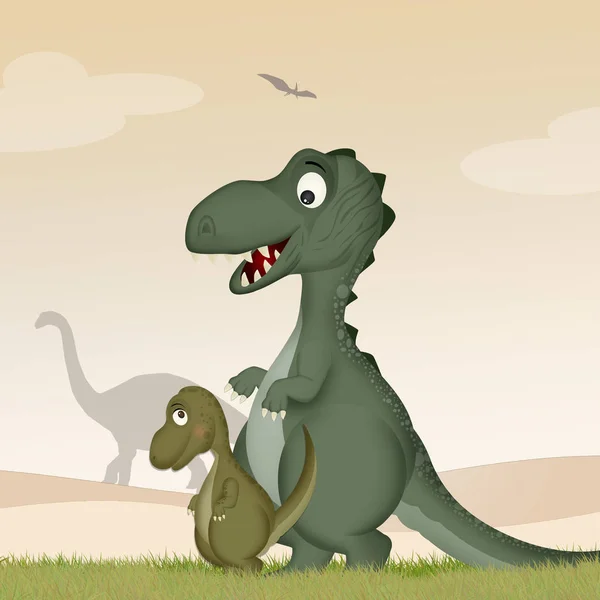 illustration of funny dinosaurs