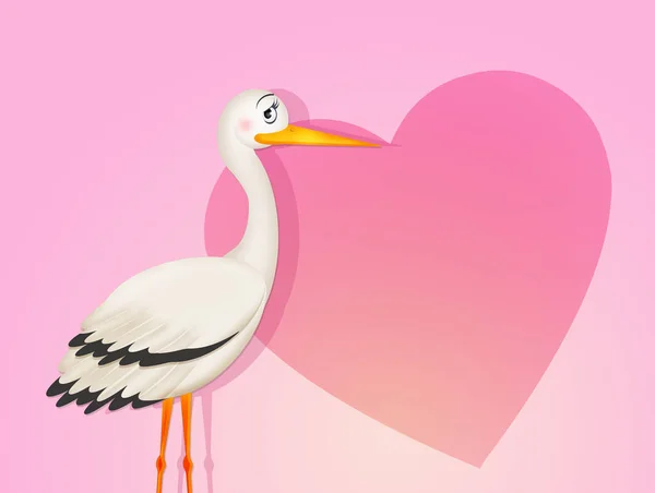 Illustration Stork Hjärtat Bakgrund — Stockfoto