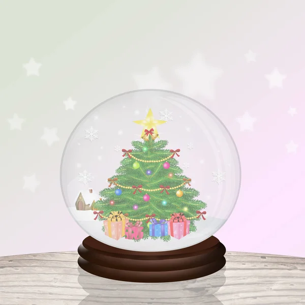 Weihnachtsbaum Der Kristallkugel — Stockfoto