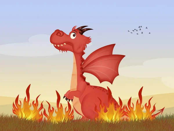 Illustration Des Lustigen Drachen — Stockfoto