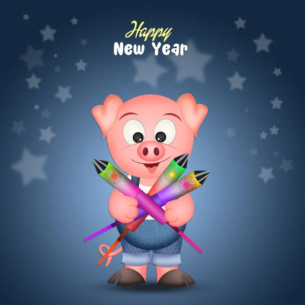 Illustration Year Pig — Stock Photo, Image