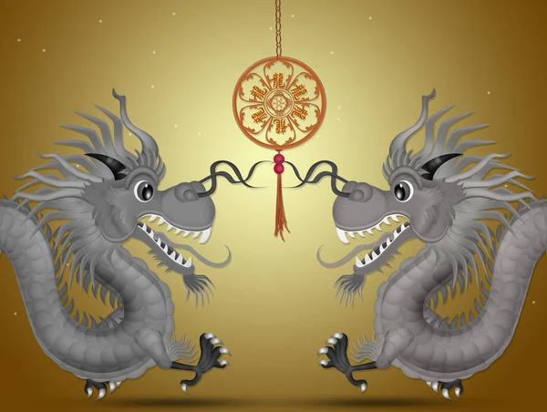 Illustration Kinesiska Draken Mask — Stockfoto