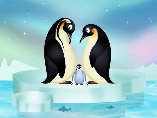 Ilustração Pinguins Iceberg — Fotografia de Stock