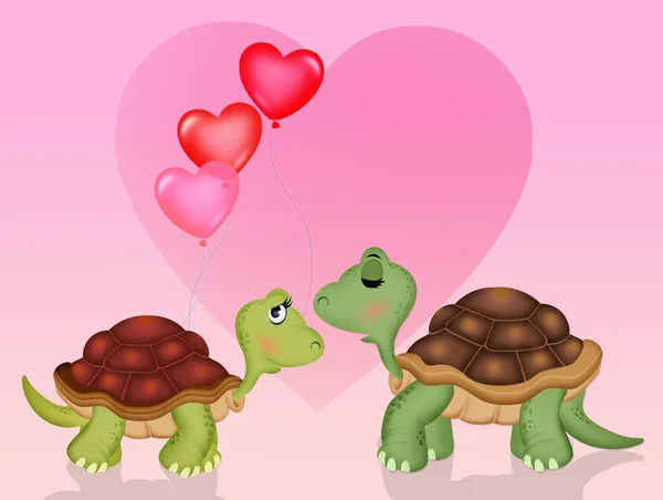 Illustration Tortoises Love — Stock Photo, Image