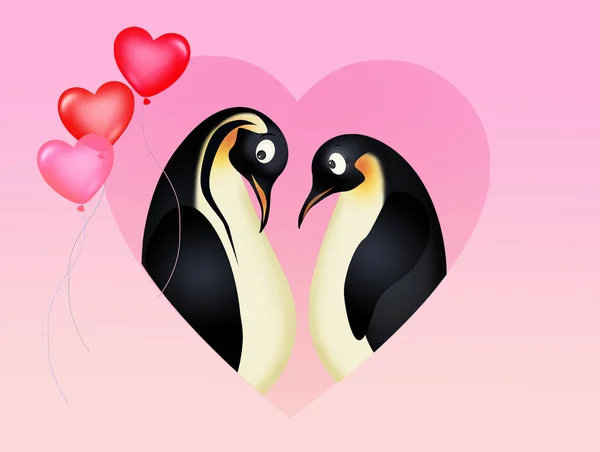 Ilustrace Tučňáků Lásce — Stock fotografie