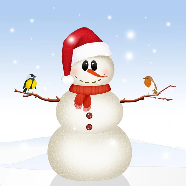 Snowman Santa Claus Winter — Stock Photo, Image