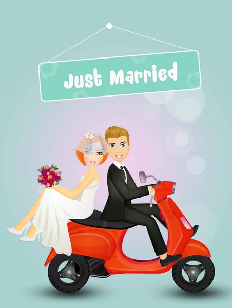 Illustration Lyckliga Bruden Och Brudgummen — Stockfoto