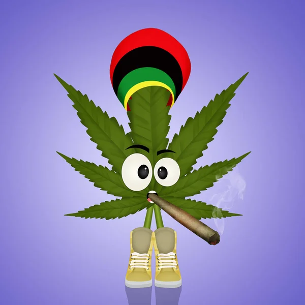 illustration of cartoon marijuana leaf