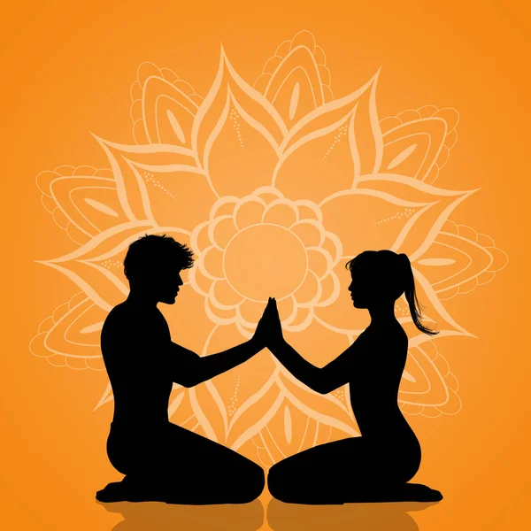 Ilustrație Yoga Cuplu Poseyoga Pozează — Fotografie, imagine de stoc