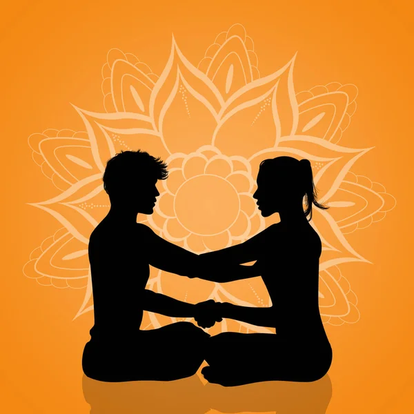 Illustration Yoga Couple Poseyoga Couple Pose — Photo