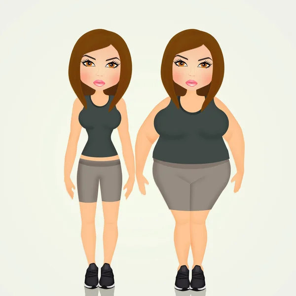 Mulher Antes Depois Dieta — Fotografia de Stock