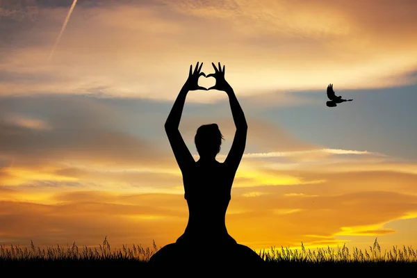 Yoga Sevgi Dolu Illüstrasyon — Stok fotoğraf