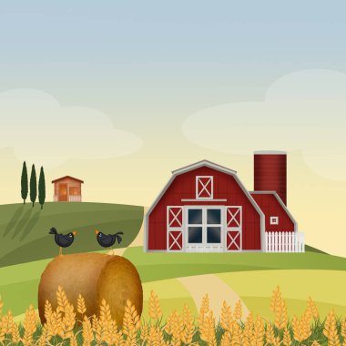çiftlik kırsal kesimde çizimi