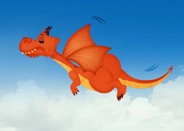 illustration of dragon flying in the sky