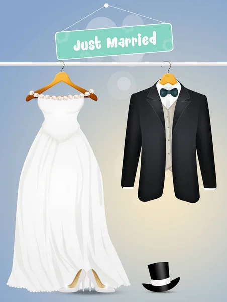 Illustration Kläderna För Bruden Och Brudgummen — Stockfoto